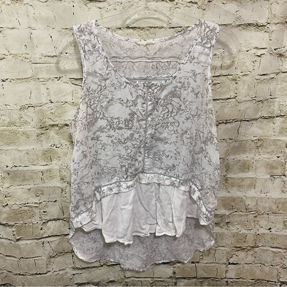 Mystree White Gray Printed Hi Low Tank Top - Picture 1 of 6